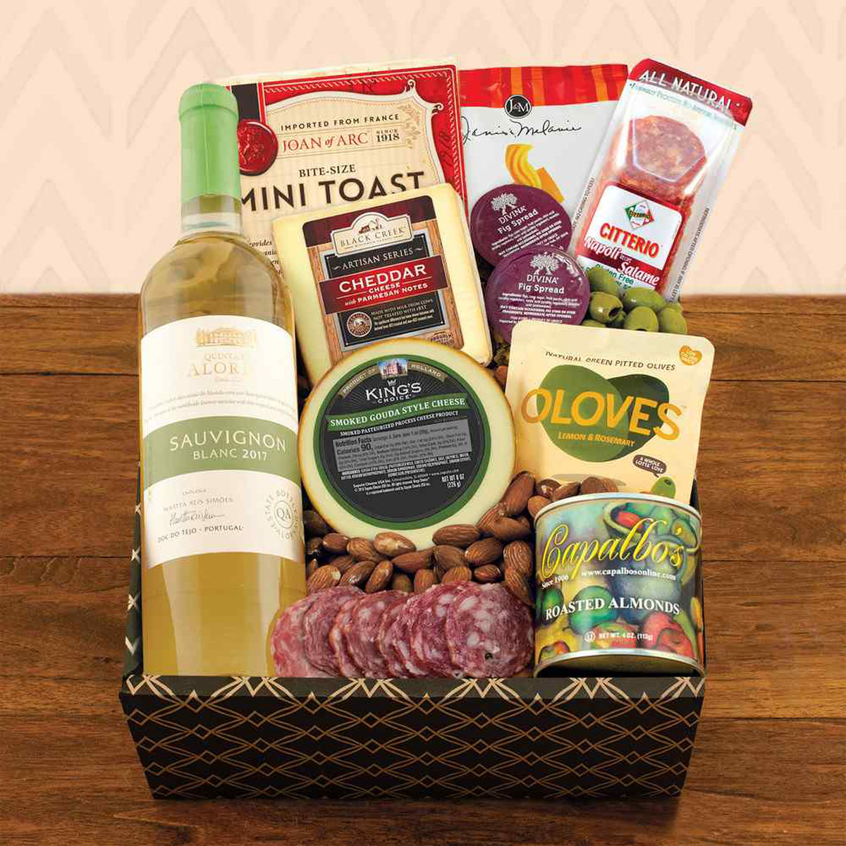 White Wine, Cheese and Crackers Classic Collection Gift Box